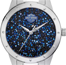 Load image into Gallery viewer, Harley-Davidson Women's Blue Crystal Rock Sparkles Stainless Steel Watch 76L188