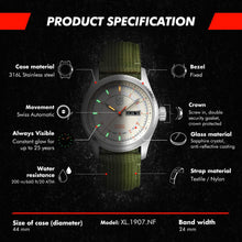 Load image into Gallery viewer, Luminox Atacama Field Automatic XL.1907.NF Mens Watch 44mm - Military Watch in Silver/White Date Function 200m Water Resistant Sapphire Glass