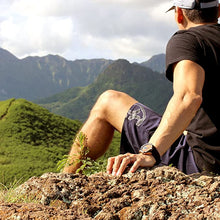 Load image into Gallery viewer, "The Castaway" Hawaiian Koa Wood Watch (47 mm Diameter, Copper and Black Silicone Band)