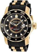Load image into Gallery viewer, Invicta Men's Pro Diver Scuba GMT 48mm Gold Tone Stainless Steel Quartz Watch with Black Silicone Strap, Black (Model: 6991)