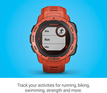 Load image into Gallery viewer, Garmin Instinct Solar, Solar-Powered Rugged Outdoor Smartwatch, Built-in Sports Apps and Health Monitoring, Flame Red
