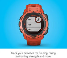Load image into Gallery viewer, Garmin Instinct Solar, Solar-Powered Rugged Outdoor Smartwatch, Built-in Sports Apps and Health Monitoring, Flame Red