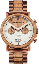 Load image into Gallery viewer, Original Grain Wood Wrist Watch | Alterra Collection 44MM Chronograph Watch | Wood and Stainless Steel Watch Band | Japanese Quartz Movement | Whiskey Barrel Wood