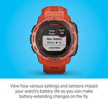 Load image into Gallery viewer, Garmin Instinct Solar, Solar-Powered Rugged Outdoor Smartwatch, Built-in Sports Apps and Health Monitoring, Flame Red