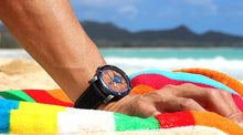 Load image into Gallery viewer, "The Waterman" Hawaiian Koa Wood Watch (47mm, Gunmetal & Silicone)