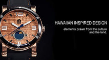 Load image into Gallery viewer, "The Waterman" Hawaiian Koa Wood Watch (47mm, Rose-Gold & Silicone)