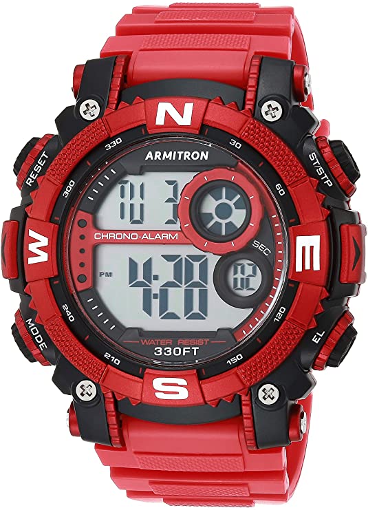 Armitron Sport Men's 40/8284RDBK Digital Chronograph Matte Red Resin Strap Watch