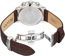 Load image into Gallery viewer, Bulova Classic Chronograph Mens Watch, Stainless Steel with Brown Leather Strap, Silver-Tone (Model: 96B309)