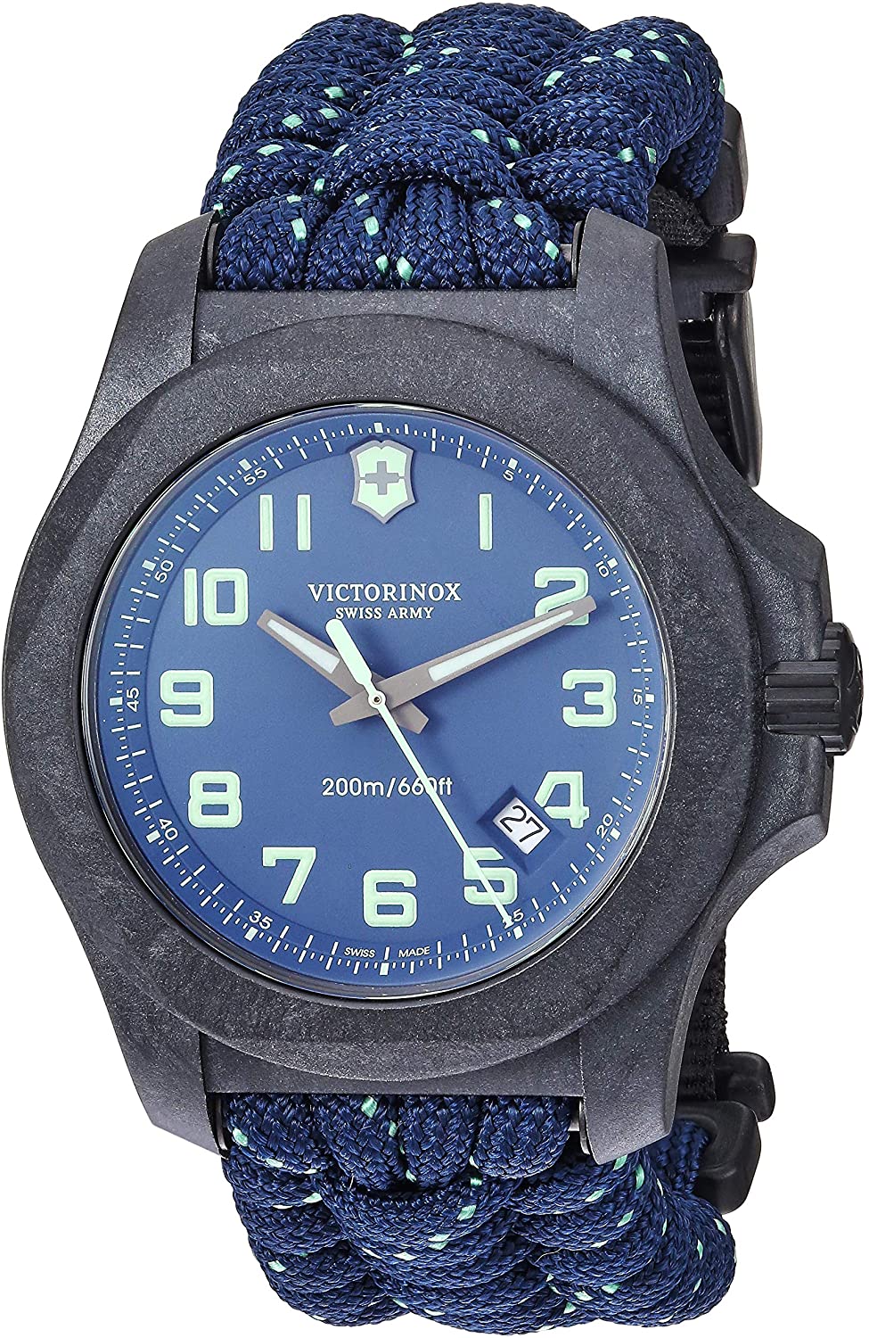 Victorinox Men's I.N.O.X Carbon Swiss Quartz Sport Watch with Nylon Strap, Gray, 24.7 (Model: 241861)