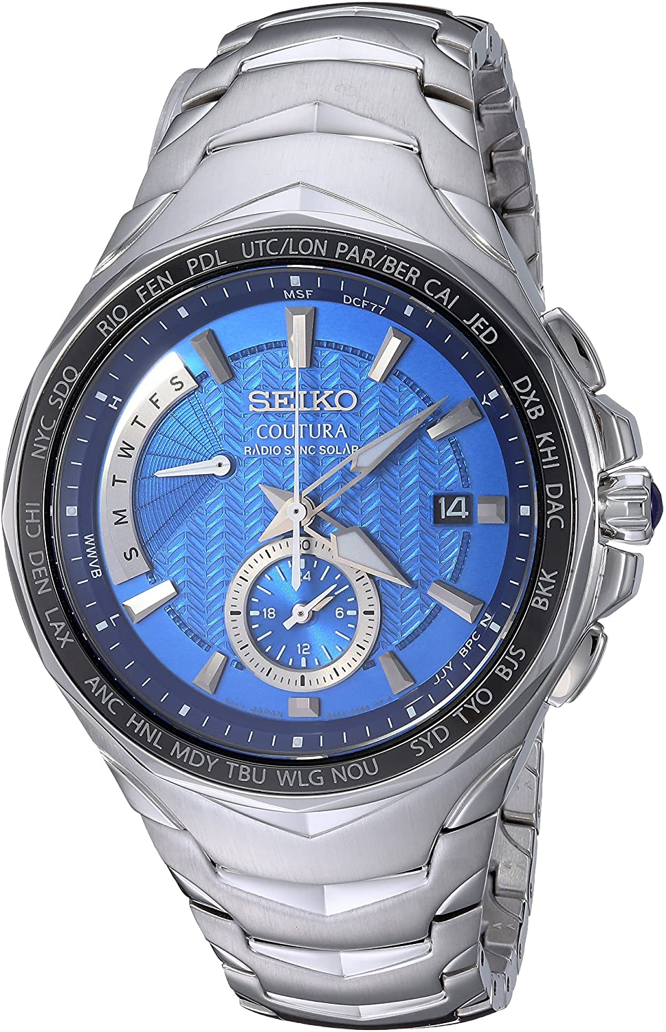 Seiko Coutura Men s Radio Sync Solar Dual Time Watch SSG019 Prime Time Shop