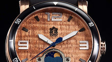 Load image into Gallery viewer, "The Waterman" Hawaiian Koa Wood Watch (47mm, Rose-Gold & Silicone)