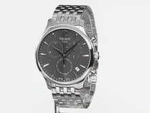 Load and play video in Gallery viewer, Tissot Men's T063.617.11.067.00 Stainless Steel Bracelet Chronograph Watch with Gray Dial and Date