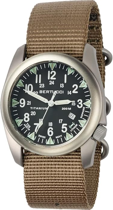 Bertucci A-4t Super Yankee Illuminated - Black Dial- 122 Coyote Nylon Band