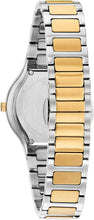 Load image into Gallery viewer, Bulova Ladies&#39; Modern Millenia Two-Tone Stainless Steel 3-Hand Quartz Watch, Blue Mother-of-Pearl Dial, Edge to Edge Crystal Style: 98R273
