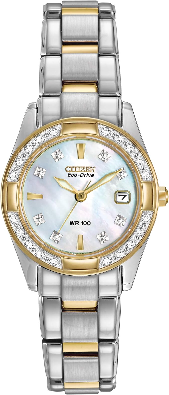 Citizen Women's Eco-Drive Dress Classic Diamond Watch in Two-tone Stainless Steel, Mother of Pearl Dial (EW1824-57D)