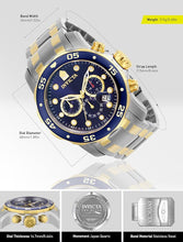 Load image into Gallery viewer, Invicta Men&#39;s Pro Diver Scuba 48mm Two Tone Stainless Steel Chronograph Quartz Watch, TT/Blue (Model: 0077)
