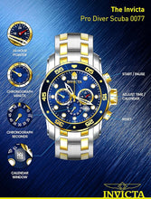 Load image into Gallery viewer, Invicta Men&#39;s Pro Diver Scuba 48mm Two Tone Stainless Steel Chronograph Quartz Watch, TT/Blue (Model: 0077)
