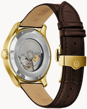 Load image into Gallery viewer, Bulova Wilton GMT Gold with Brown Leather Band
