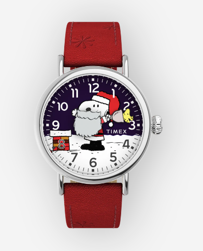 Timex x Peanuts Standard Snoopy Santa 40mm Leather Strap Watch