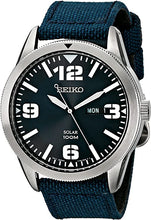 Load image into Gallery viewer, Seiko Men&#39;s SNE329 Sport Solar-Powered Stainless Steel Watch with Blue Nylon Band
