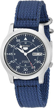 Load image into Gallery viewer, Seiko Men&#39;s SNK807 Seiko 5 Automatic Stainless Steel Watch with Blue Canvas Band
