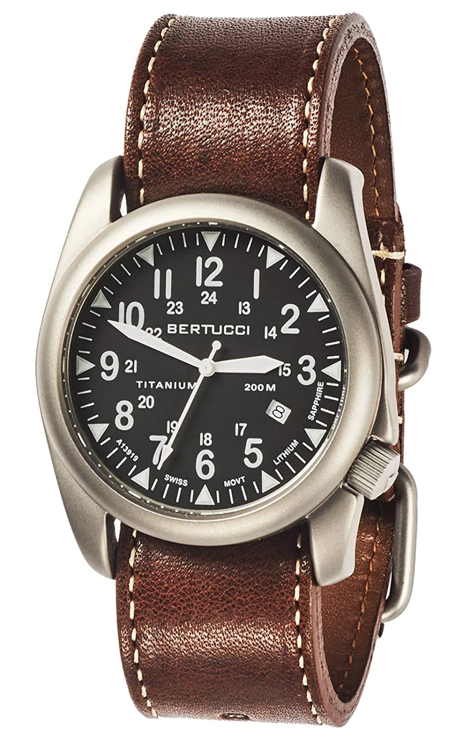 Bertucci A-4T Super Yankee Watch | Black - Nut Brown Horween Heritage Leather 13479
