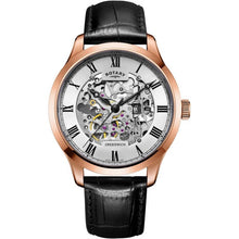 Load image into Gallery viewer, Rotary Mens Skeleton Automatic Rose Gold Brown Strap GS02942/01

