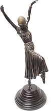 Load image into Gallery viewer, Maitland-Smith 22&quot; Highlighted Verdigris Patina Brass Female Dancer on Black Marble Base 1060-085

