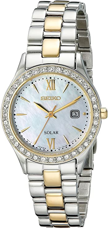 Seiko Women's SUT074 Dress Two-Tone Stainless Steel Swarovski Crystal-Accented Solar Watch