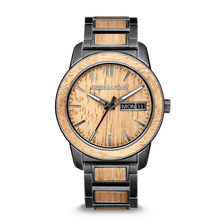 Load image into Gallery viewer, Original Grain Koa Stonewashed Wood Watch - Barrel Collection Analog Wrist Watch - Japanese Quartz Movement - Wood and Stainless Steel - Water Resistant - Hawaiian Koa Wood Watches for Men - 42MM
