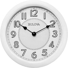 Load image into Gallery viewer, Bulova C4842 Versatile Stereo Bluetooth Wireless Speakers Indoor-Outdoor Lighted Dial Wall Clock, White
