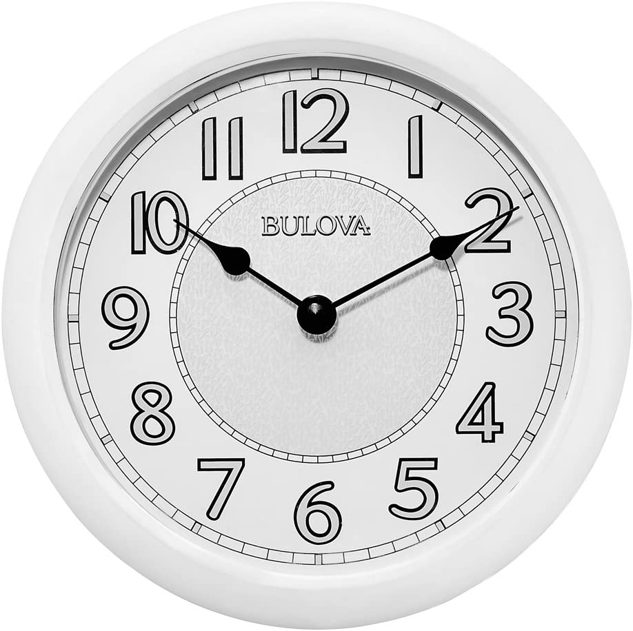 Bulova C4842 Versatile Stereo Bluetooth Wireless Speakers Indoor-Outdoor Lighted Dial Wall Clock, White