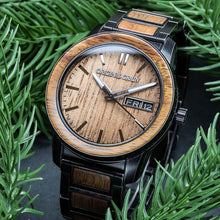 Load image into Gallery viewer, Original Grain Koa Stonewashed Wood Watch - Barrel Collection Analog Wrist Watch - Japanese Quartz Movement - Wood and Stainless Steel - Water Resistant - Hawaiian Koa Wood Watches for Men - 42MM
