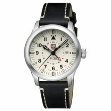 Load image into Gallery viewer, LUMINOX XA.9527 P-38 Lightning 9520 Series Beige Dial Black Leather Strap Pilot Watch 42mm
