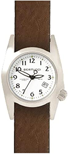 Bertucci M-1S Women's Field Heritage Leather Wrist Watch White and Mocha