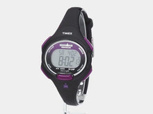 Load and play video in Gallery viewer, Timex Women&#39;s T5K523 Ironman Essential 10 Mid-Size Black/Purple Resin Strap Watch
