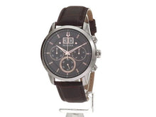 Load and play video in Gallery viewer, Bulova Classic Chronograph Mens Watch, Stainless Steel with Brown Leather Strap, Silver-Tone (Model: 96B311)
