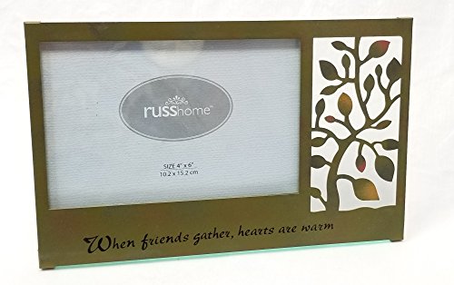 Russ Home 4x6 When Friends Gather Green Metal and Glass Picture Frame