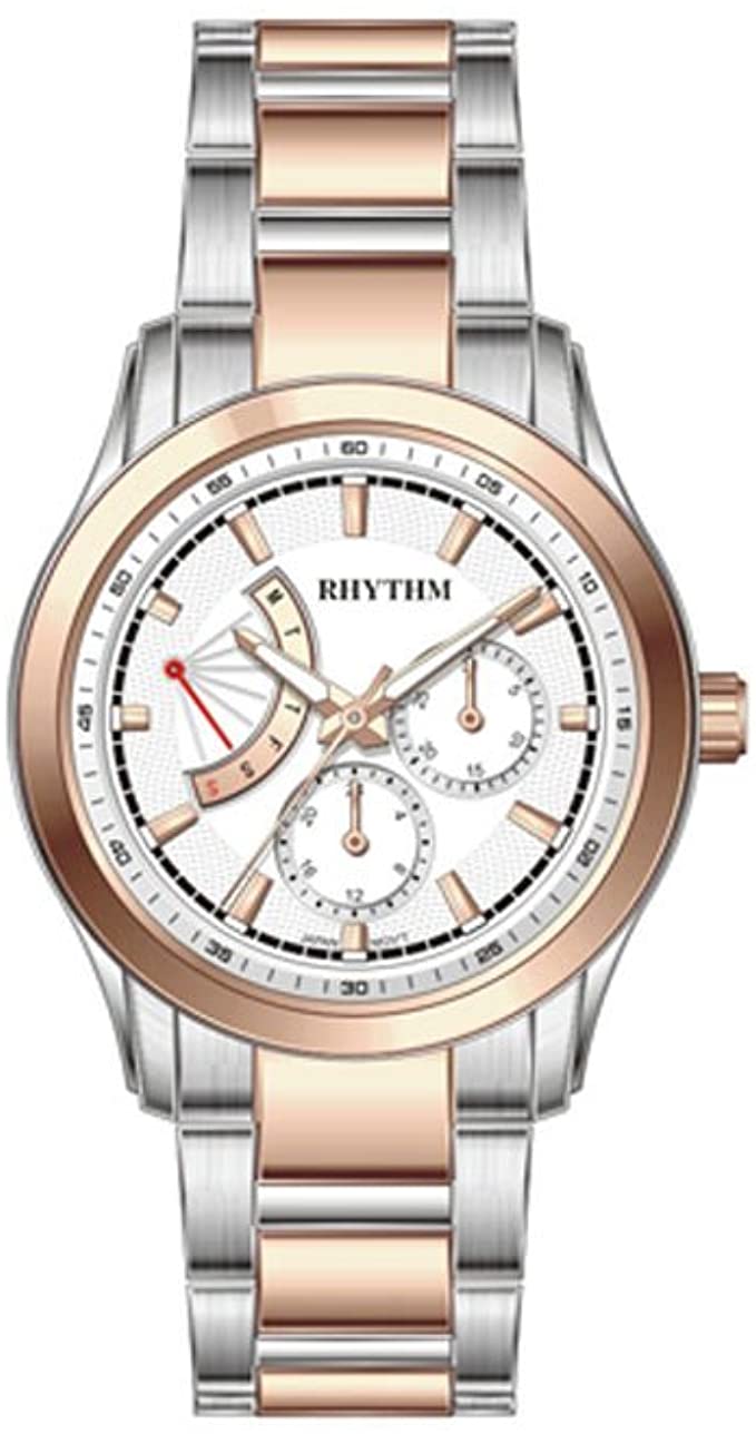 RHYTHM Men's Multi-Function Quartz Watch Silver and Yellow M1301S04
