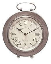 Load image into Gallery viewer, The Country House Collection Large 9&quot; Easton Antique Silver Tone Desk Clock
