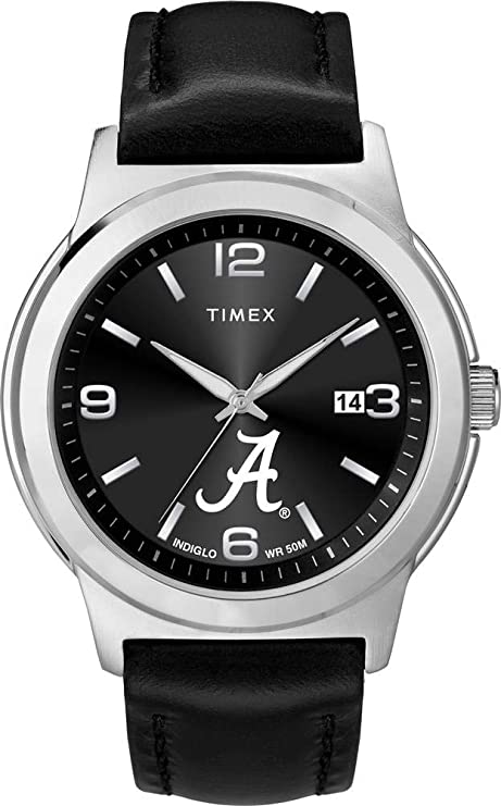 Timex Men's Alabama Crimson Tide Bama Watch Black Leather Band Ace