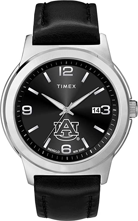 Timex Men's Auburn University Tigers Watch Black Leather Band Ace