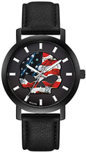 Load image into Gallery viewer, Harley-Davidson Men&#39;s American Flag Willie G Skull Watch w/Leather Strap 78A122
