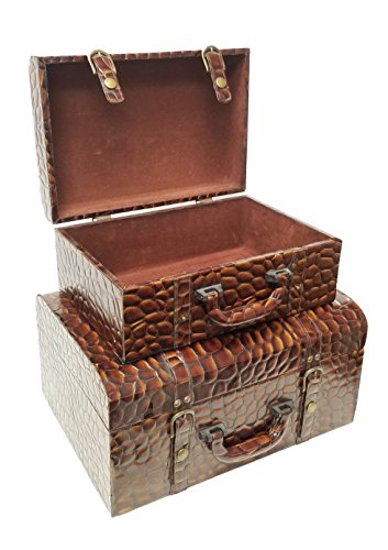 Russ Home Decorative Boxes with Crocodile Pattern Set of 2