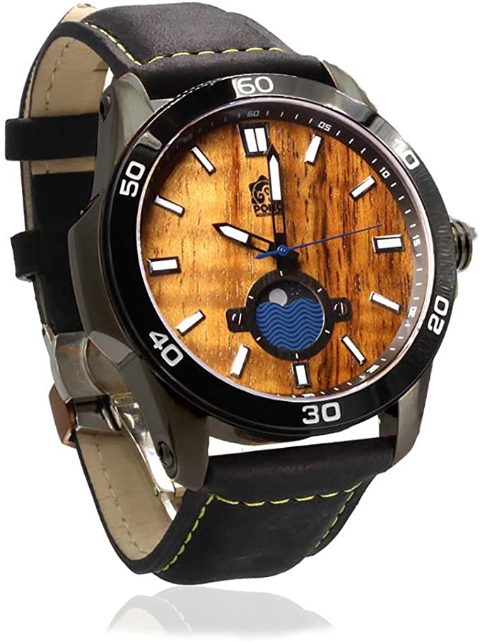 The Waterman KOA Wood Watch 45mm (Gunmetal & Leather)