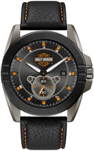 Load image into Gallery viewer, Harley-Davidson Men&#39;s Gray-Tone Stainless Steel &amp; Leather Watch 78B182
