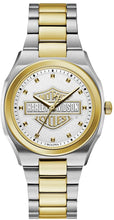 Load image into Gallery viewer, Harley-Davidson Women&#39;s Bar &amp; Shield Silver &amp; Gold Stainless Steel Watch 78L129
