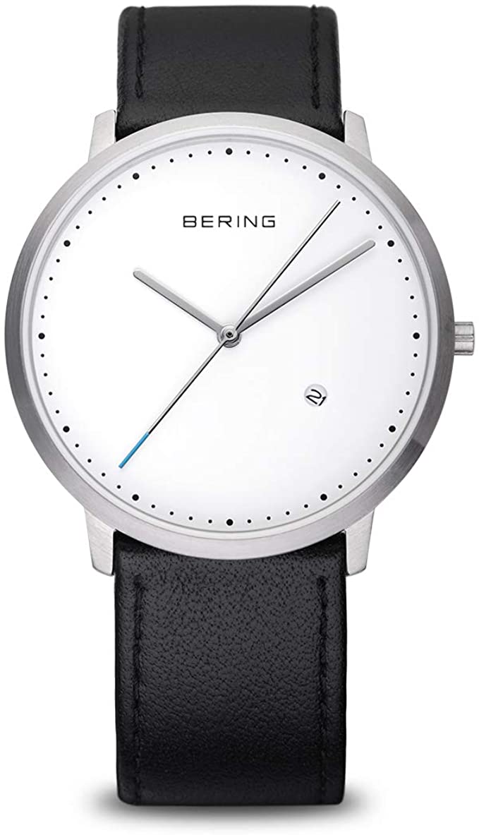 BERING Time | Unisex Slim Watch 11139-404 | 39MM Case | Classic Collection | Calfskin Leather Strap | Scratch-Resistant Sapphire Crystal | Minimalistic - Designed in Denmark