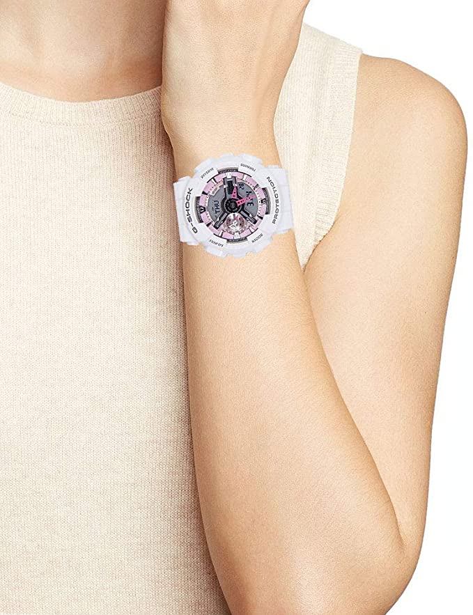 Casio G-Shock Pink and Gray Dial White Resin Quartz Ladies