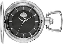 Load image into Gallery viewer, Harley-Davidson Men&#39;s Bar &amp; Shield Stainless Steel Pocket Watch w/Chain 76A165
